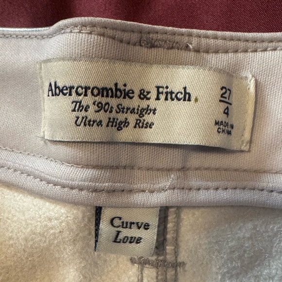 ABERCROMBIE & FITCH Silver Metallic Pants- 90s straight, high rise, curve love! - Picture 8 of 9